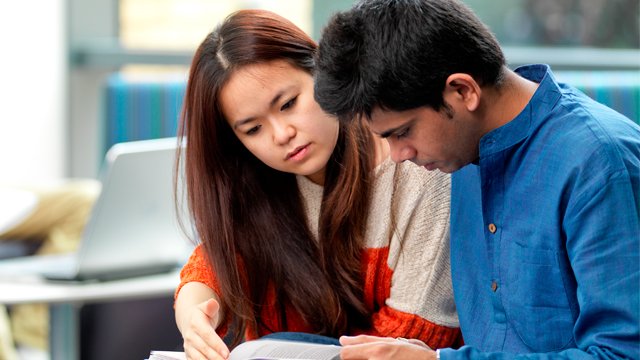 Two students studying