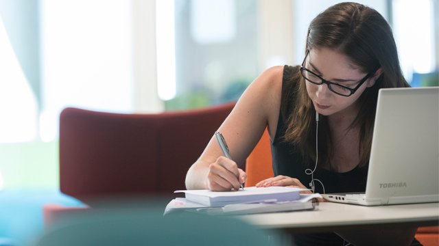 Female student studying