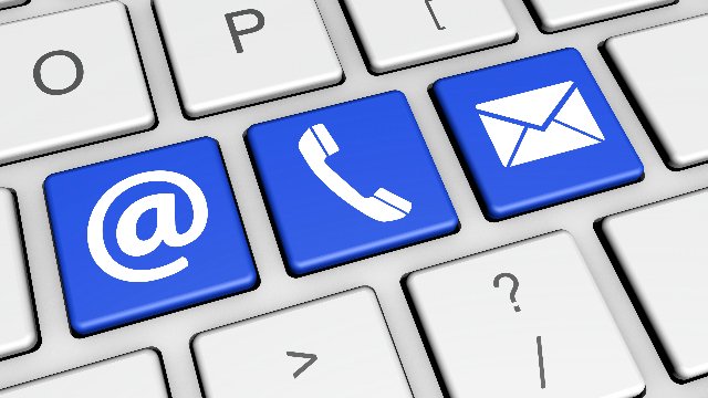 Contact icons on a keyboard