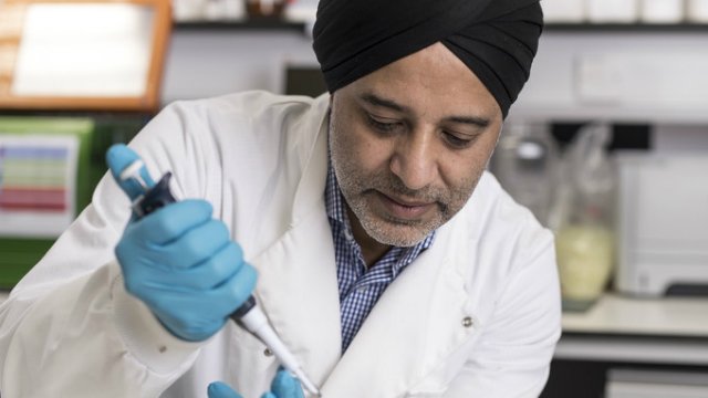 A chemist doing experiments