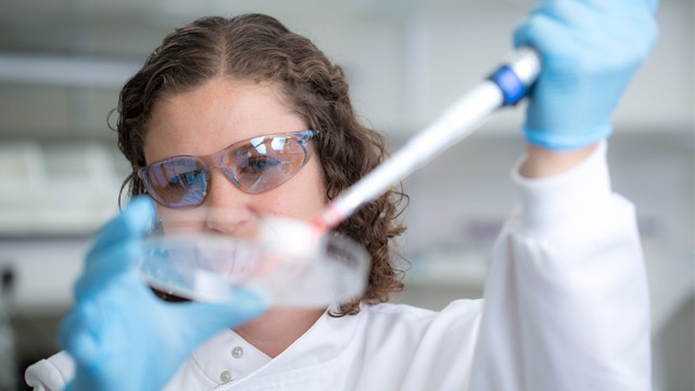 Female student in lab