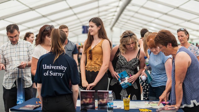 Students and parents at the information fair