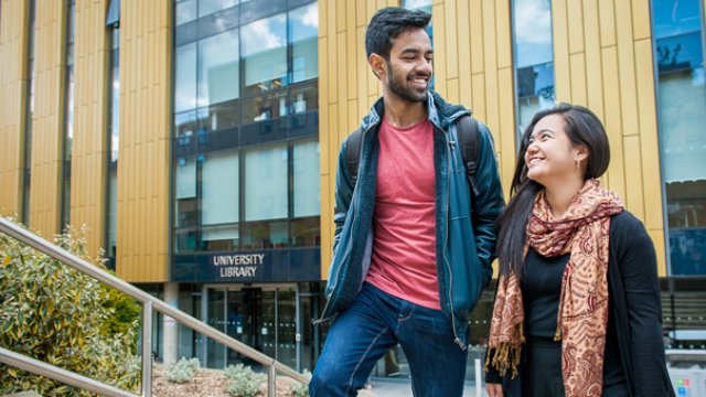 Two students on campus