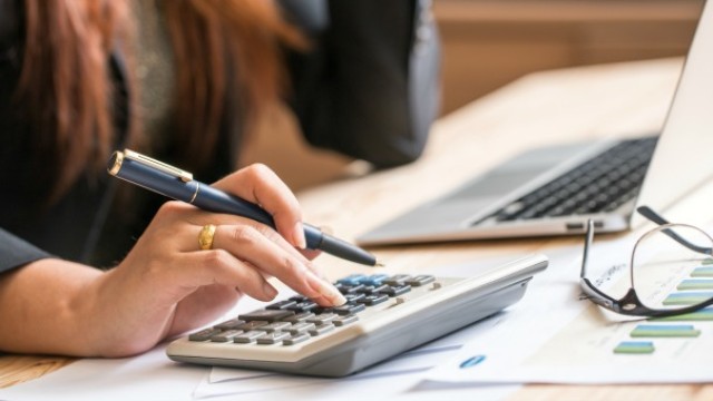 Person using a calculator