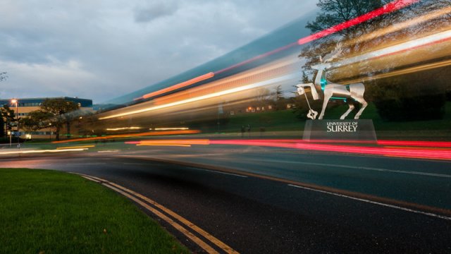 The University of Surrey Stag by the entrance to the campus