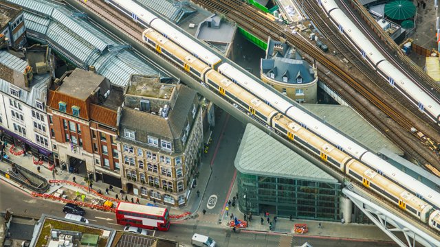 Aerial view of London transport