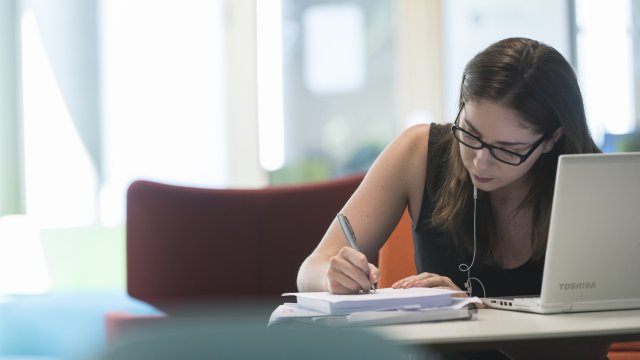 Student studying in the library