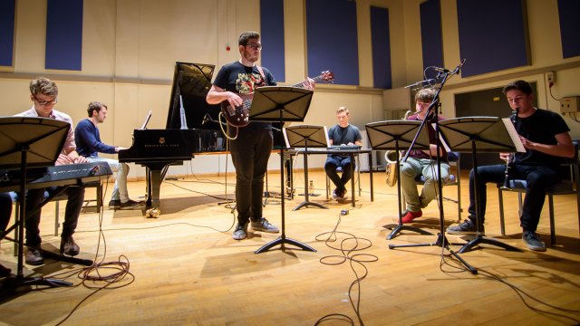 Students performing in a recital