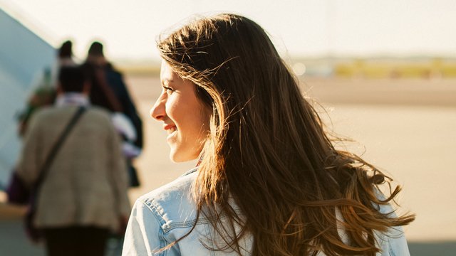 Woman staring into distance