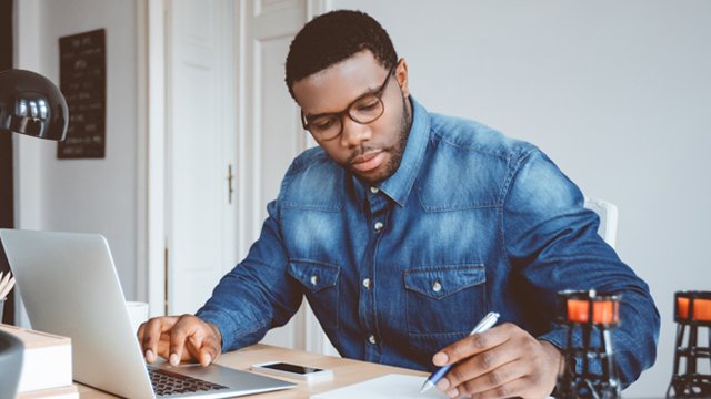 Male working from home