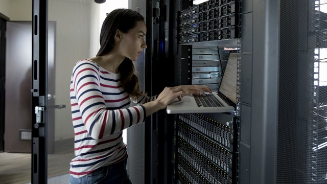 Woman working on a computer