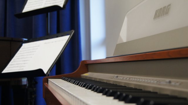 Piano and music stand