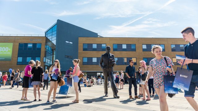 Prospective students at an open day