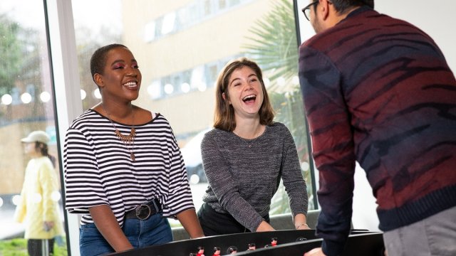 Students enjoying one of Surrey's many social spaces