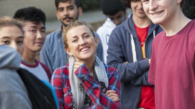 Students smiling and talking together