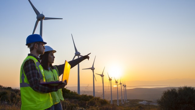 Engineers at wind farm