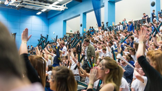 Crowd cheering at the Surrey Sports Park