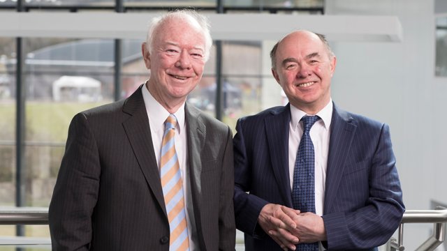 Martin Sweeting and Alf Adams standing together smiling