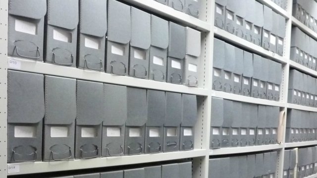 Rows of files in cabinets.