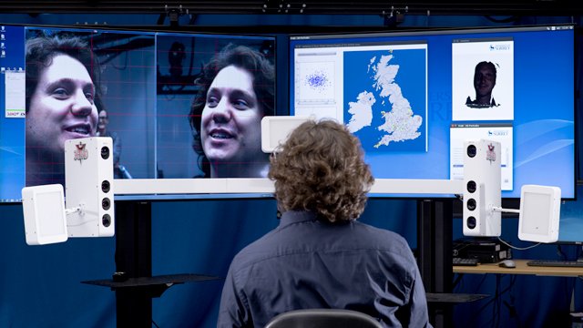 Student using facial recognition equipment