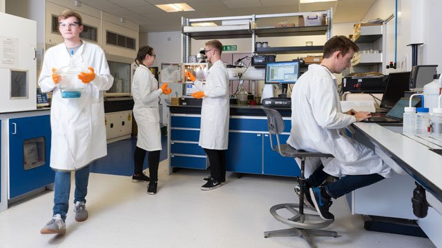 Students in the physics lab