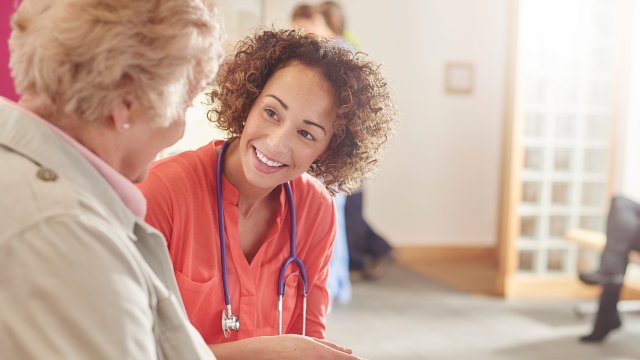 Doctor speaking to patient.