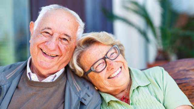 Older couple smiling together