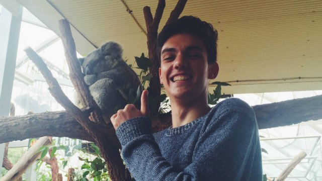 A student with a koala 