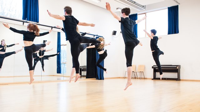 Students dancing in studio