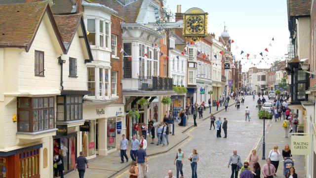 People shopping on the Guildford High Street