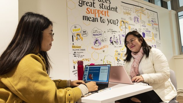 students at the support hub