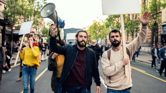 People protesting in the street