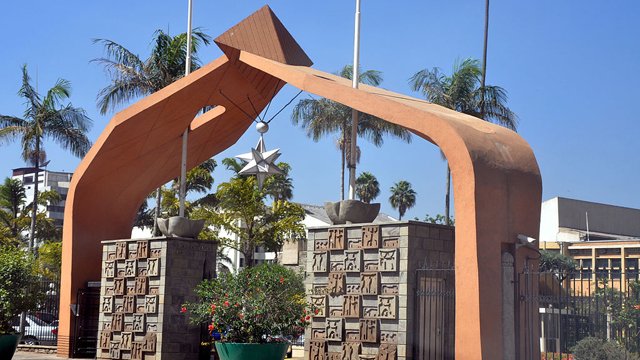 The entrance to the Parliament Buildings, Nairobi, Kenya