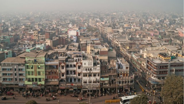 A city with lots of pollution