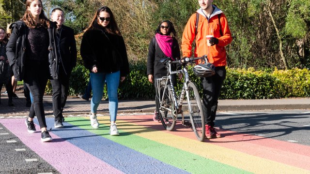 Students walking on Stag Hill campus