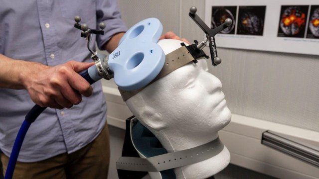 Person using equipment to monitor brain behaviour
