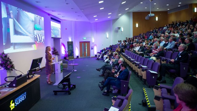 Joanna Yarrow speaking at Roland Clift lecture with audience