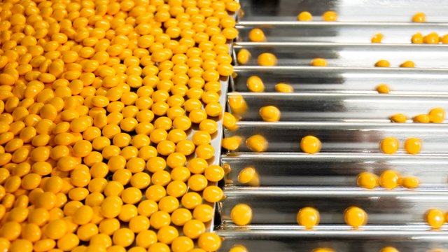 Pills on a production line