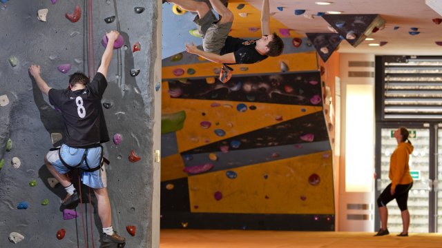 Students rock climbing at Surrey Sports Park