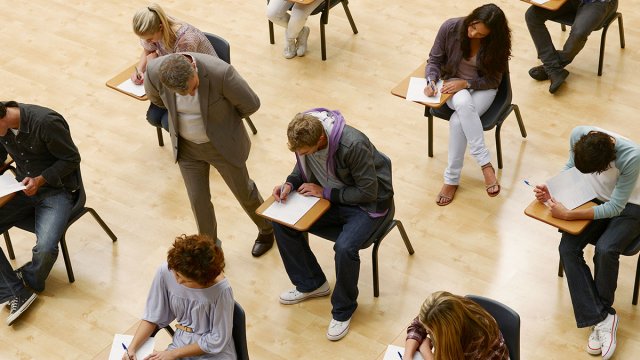 Students taking an exam