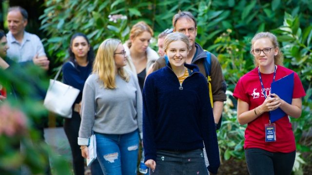Group of prospective students on campus tour