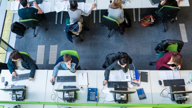 Students using computers