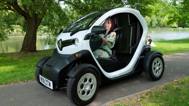 Car being driven on campus