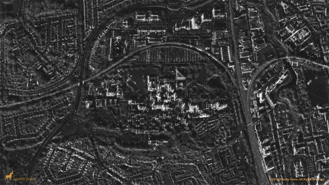 A SAR satellite image over the University of Surrey's campus