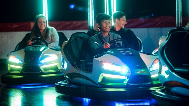 Students in bumper cars