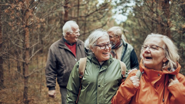 Group of elderly people walking