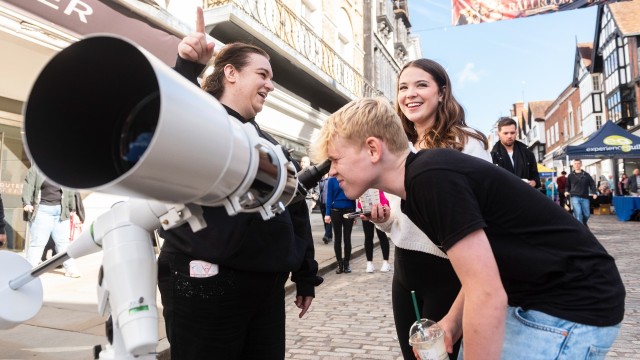 Looking into a telescope