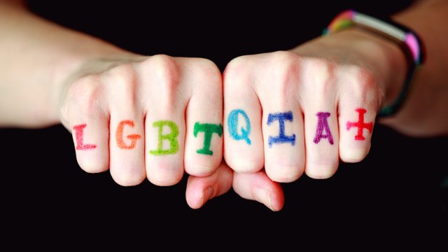 LGBTQIA + written on hands