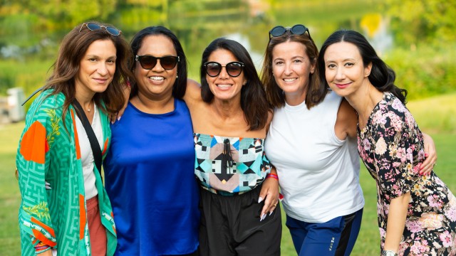 Alumni enjoying BBQ at Lake