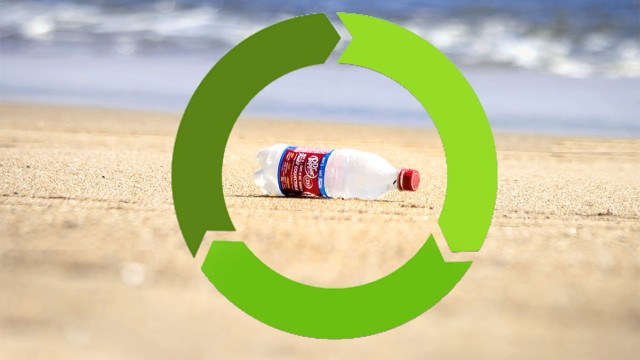 Plastic bottle on beach